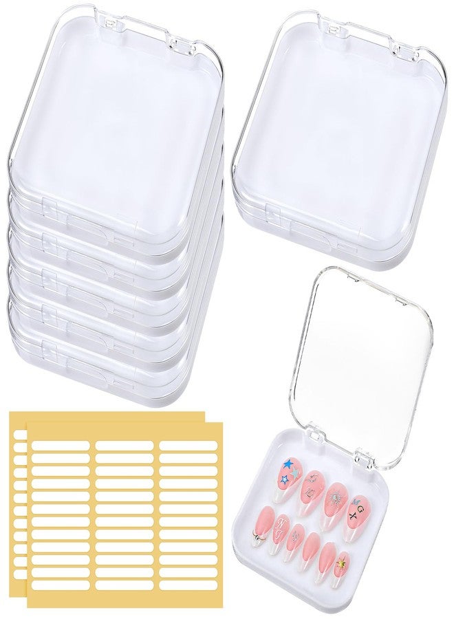 Nogeqi 6 Pcs Press on Nail Case, Press on Nail Packaging Box, Acrylic Nails Display Container with 72 Adhesive Double, Transparent Nails Storage Box for Nail-Salon Supplies Business - Image 1